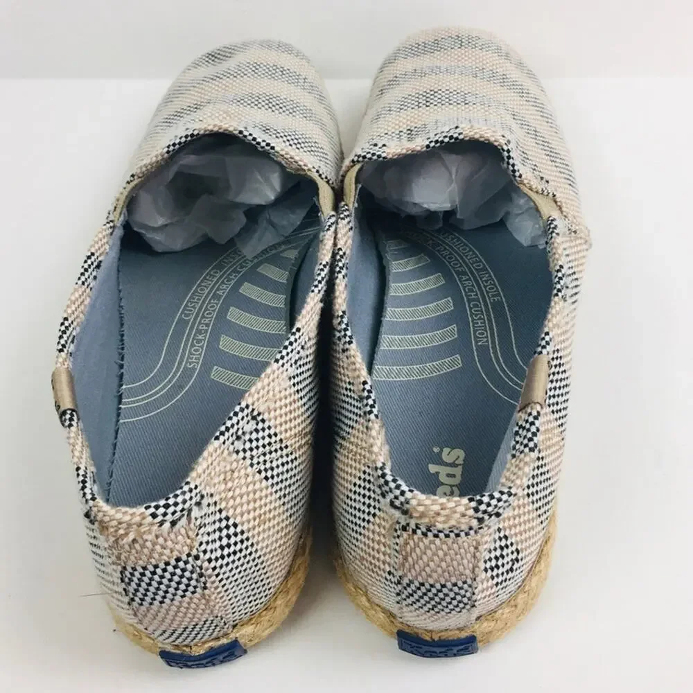 Keds Canvas Stripe Espadrille Slip On Flats Size 8.5